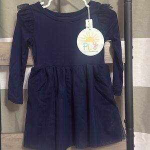 Little Sleepies 12-18m Navy Blue Long Sleeve Kids Dress bamboo